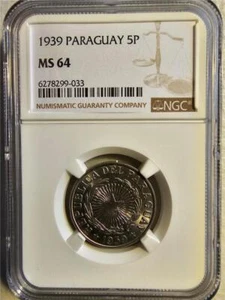 Paraguay 5 Pesos 1939 NGC MS 64 - Picture 1 of 2