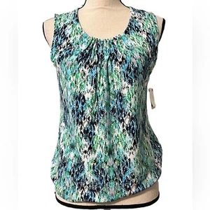 KASPER Talla XS Mujer’s Top Sin Mangas Cuello Redondo Plisado Cuello Multicolor Nuevo - Imagen 1 de 11