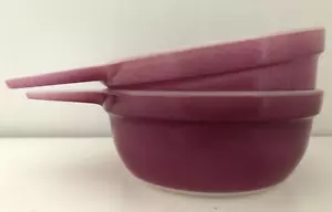 2 vintage retro 1950s PYREX ovenware RAMEKIN BAKING DISHES plum purple - Picture 1 of 11