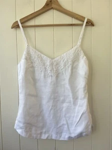 BNWT Haris Cotton White Linen Cami Top Size XS - Bild 1 von 4