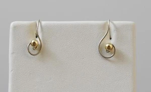Vintage Gold Tone Ball Silver Tone Swirl Hook Pierced Earrings About 1" G64 - Picture 1 of 11