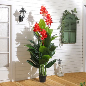 185cm Extra Large Artificial Blossom Tree Canna Fake Potted Plant Indoor Outdoor - Picture 1 of 8