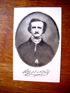 Antique  COPPER PLATE ETCHING POSTCARD of  EDGAR ALLAN POE from a Daguerreotype - Picture 1 of 5