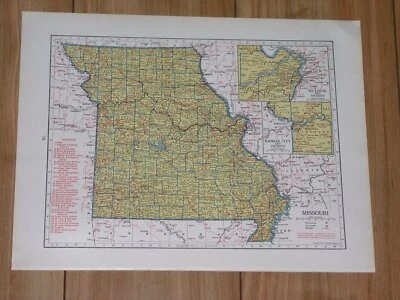 Mapa de Missouri/Mississippi 1943 vintage de la Segunda Guerra Mundial Foto 1 de 4