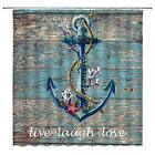 Nautical Anchor Shower Curtain Blue Anchor Coral Starfish Live Laugh Love Old...