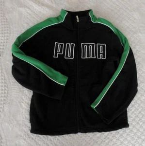 Puma 6 Boys Fleece Jacket EUC warm winter black green - Picture 1 of 1