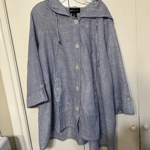 Jones New York Womens Linen Shirt Jacket Plus Sz 3X Raglan Sleeve Trapeze New - Picture 1 of 11