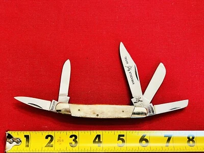 FROST & SON 5 BLADE TEXAS STOCKMAN KNIFE NATURAL APPALOOSA BOVINE BONE MIJ BEAST - Image 1 of 4