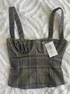 Neu mit Etikett WeWoreWhat Denim Korsett Tanktop NEU Größe XS cool kariert $ 98 - Bild 1 von 4
