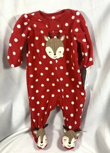 NWT CARTER'S JUST ONE YOU CHRISTMAS HOLIDAY RED WHITE FACE DEER FLEECE OUTFIT NB - Picture 1 of 6
