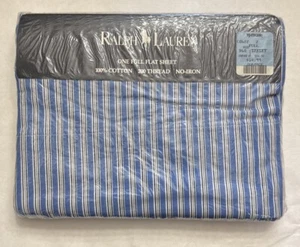 New Vintage Ralph Lauren Home Collection Belgravia Sorrell StripeFull Flat Sheet - Picture 1 of 5