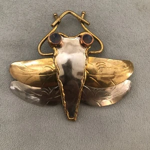 Broche prendedor grande de latón/metal mezclado insecto mosca de colección - Imagen 1 de 8