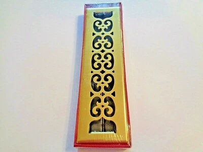 Decor Grates Inc. 2 X 12 Прокрутка Яркая Латунь Покрытая Вентиляционная Вентиляционная Регистрация Новая в Коробке - Изображение 1 из 4