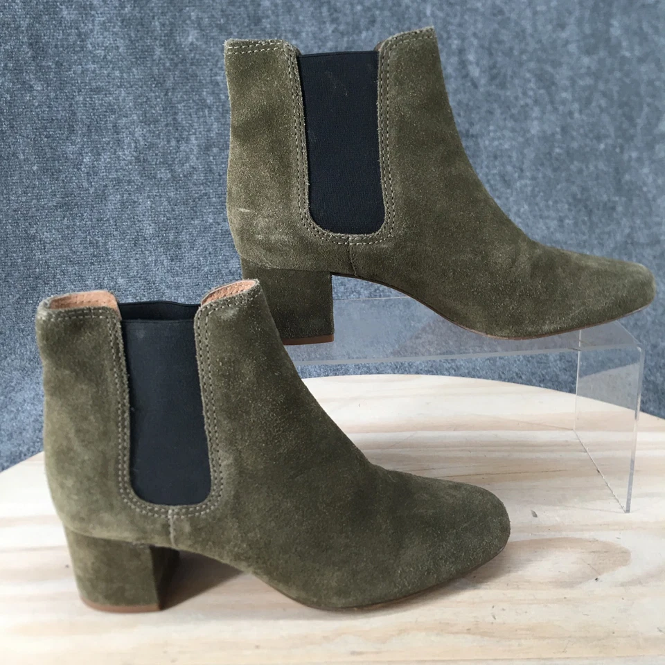 Madewell Botas Mujer 6.5 Chelsea Tacón Botín Verde Gamuza Cuero Informal Foto 1 de 4
