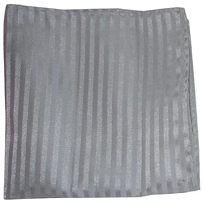 New men's polyester woven tone on tone stripes gray hankie pocket square wedding - Image 1 of 2