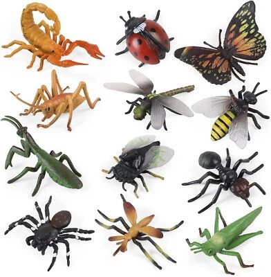 Figuras de juguetes de insectos realistas-12 piezas grandes de plástico para insectos estatuillas conjunto juguetes escolares Foto 1 de 4