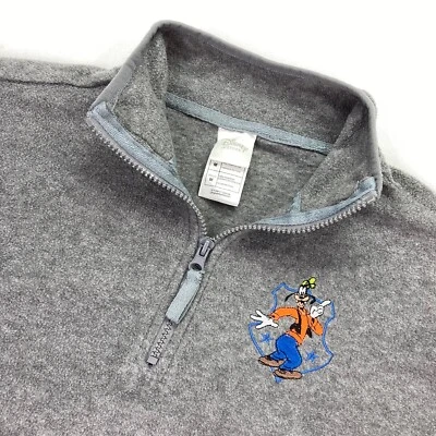 Distintivo policial pateta masculino vintage Disney Store 1/4 zíper lã pateta cinza • Médio - Imagem 1 de 4