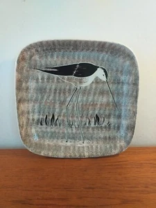 PLACA DE PARED DE PLATO DE ARTE DE CERÁMICA ITALIANA DE MEDIADOS DE SIGLO 28 cm X 28 cm CUADRADA - Imagen 1 de 11