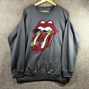 The Rolling Stones Sweatshirt Women's XL Grey Tongue Graphic Print Logo Cotton - Picture 1 of 8