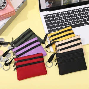PU Leather Women's Wallet Purse Zippers Coin Purse Wallet Keychain Card Holder - - Picture 1 of 30