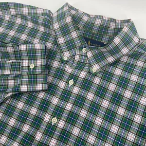 Ralph Lauren Green Blue Plaid Stretch Long Sleeve Button Down Shirt Men's 3XLT - Picture 1 of 7
