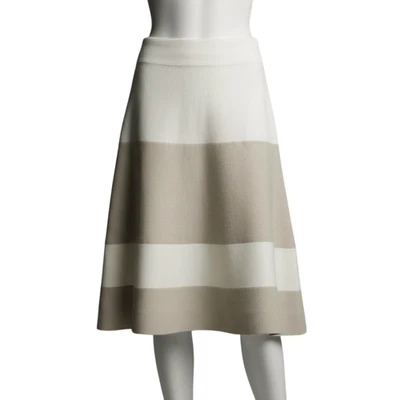 Falda midi J Crew COLECCIÓN seda lino línea A marfil beige trabajo carrera talla 4 Foto 1 de 4