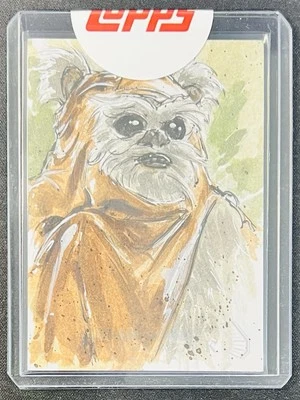 2020 Star Wars Masterwork Ewok Color Sketch Card 1/1 Topps Sealed Kursat Cetiner - Image 1 of 2