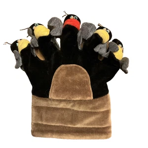 RARE Black Birds In A Nest Plush Finger / Hand Puppet - World Hungary Folkmanis - Bild 1 von 2