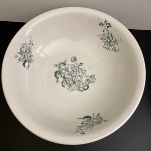 Antique Wash Basin Bowl Only 15" Diameter 5" Deep Blue Floral - Picture 1 of 15