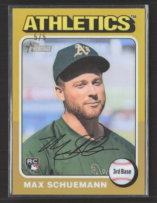 2024 Topps Heritage High Number - SP Max Schuemann #712 Chrome Gold /5 - Image 1 of 2