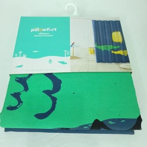 Pillowfort Alligator Shower Curtain 72" X 72" NEW Bathroom Blue Green - Picture 1 of 4