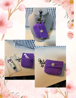 Key Chain Crochet mini purse bag with lip balm and lotion - Image 1 of 4