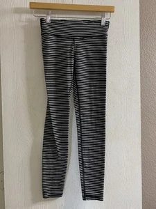 Ivivva Lululemon Black & White Striped Leggings Girls Size 8 - Picture 1 of 3