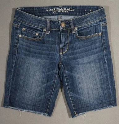 WG13420 AMAZING ****AMERICAN EAGLE**** STRETCH DENIM WOMENS BLUE JEAN SHORTS sz4 - Image 1 of 4