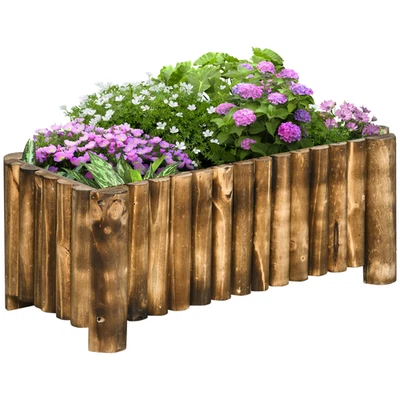 Natural Wood Colour Fir Raised Planter 78x35x30cm Garden Bed, 4 Feet Wooden Box - Image 1 of 4