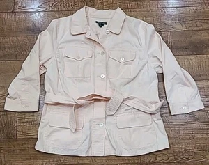 Ralph Lauren Jacke hellpfirsichfarben Baumwoll-Leinenmischung mit Gürtel Größe 1X Denim - Bild 1 von 10
