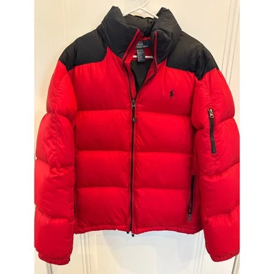 DE COLECCIÓN Polo Ralph Lauren Plumón Chaqueta Puffer Rojo Negro Abrigo de Invierno Para Hombre Grande Foto 1 de 4