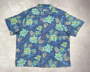 Tommy Bahama Hawaiin Silk Shirt Mens 2XL Blue Blossoms Floral Camp Shirt - Picture 1 of 17