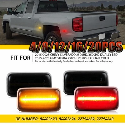 For 15-23 Chevy Silverado 2500HD 3500HD Dually Bed  LED Side Marker Lights2-10x - Image 1 of 4