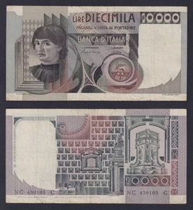 Banconota Italia 10000 lire Del Castagno 1982 P.-106b BB/VF - Foto 1 di 1