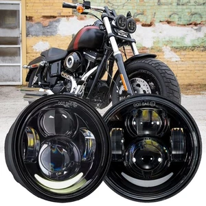 For Harley Dyna Fat Bob FXDF 2008-2017 4.65" LED Dual Headlights DRL Hi/Low Beam - Picture 1 of 9