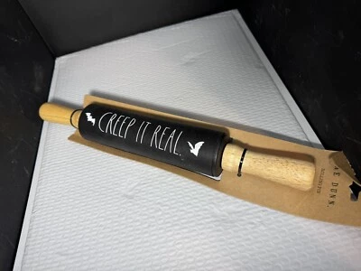 Rae Dunn Halloween Creep It Real Black Rolling Pin New (Z72) - Image 1 of 2