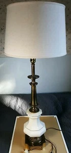 Mid Century Stiffel Porcelain Brass Table Lamp Hollywood Regency Style Vintage - Picture 1 of 7