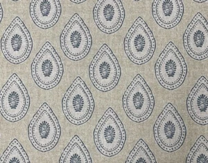 Khadu Fabric linen NATURAL Modern Block Print Curtain Blind Upholstery - Picture 1 of 7