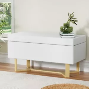 Artiss Storage Ottoman Blanket Box Bench 96cm Criss-Cross Linen Seat Chest White - Picture 1 of 7