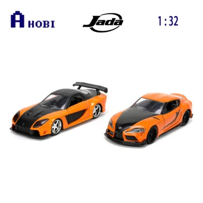 Jada 1:32 Scale Fast & Furious Mazda RX-7 & Toyota GR Supra Orange Diecast Model - Image 1 of 2