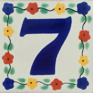 Mexikanische Keramikfliese Hausnummer Hausadresse Blumenfliese # 7 - Bild 1 von 2