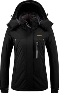 Mountain Waterproof Ski Jacket Windproof Fleece Outdoor Winter Coat Black L - Picture 1 of 6