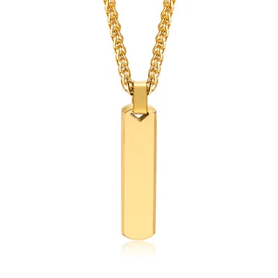 Vnox Personalized Bar Initial Necklaces for Men Boys Geometric Vertical Pendant - Image 1 of 4