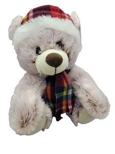 TEDDY BEAR TARTAN HAT & SCARF 11"PLUSH CUDDLY SOFT TOY TEDDY HUGGABLES TAGS - Picture 1 of 13